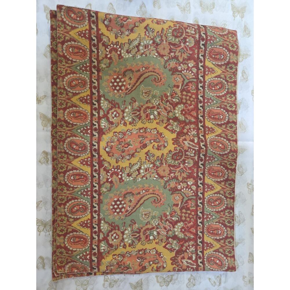 Pottery Barn Placemats Set 4 Brown Orange Fabric Paisley Autumn 🍂